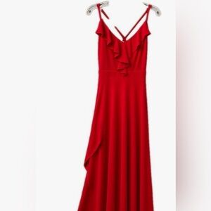 Chic Scarlet Ruffle Dress